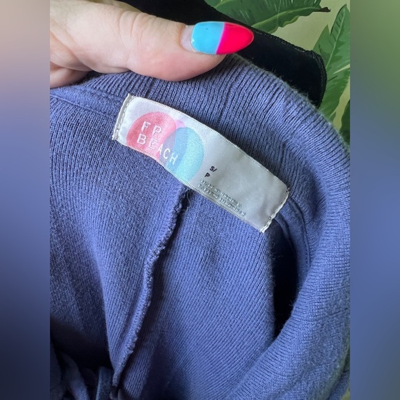 Free People Beach Womens Blue Moonlight Maxi Ribbed Knit Long Sleeve Dress Small - Picture 9 of 10